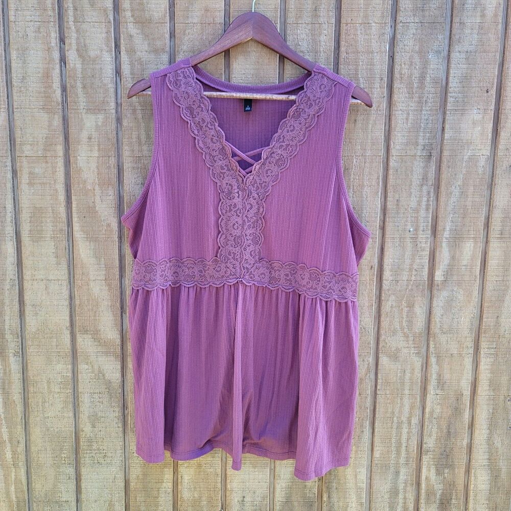 Torrid Lace Trim Dusty Rose Tank Top Womens Torrid Size 3